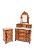 MINIATURE FURNITURE: A LATE 19TH CENTURY FAUX BAMBOO DRESSING TABLE AND CABINET