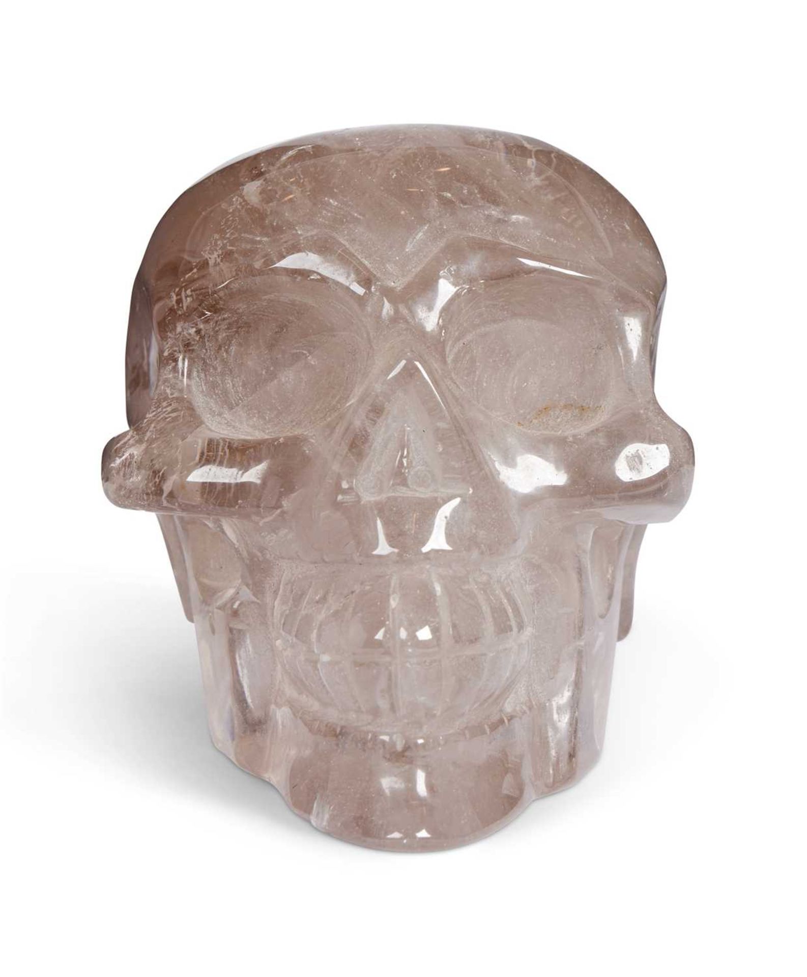 A SOLID CARVED ROCK CRYSTAL MODEL OF A HUMAN SKULL - Image 2 of 2