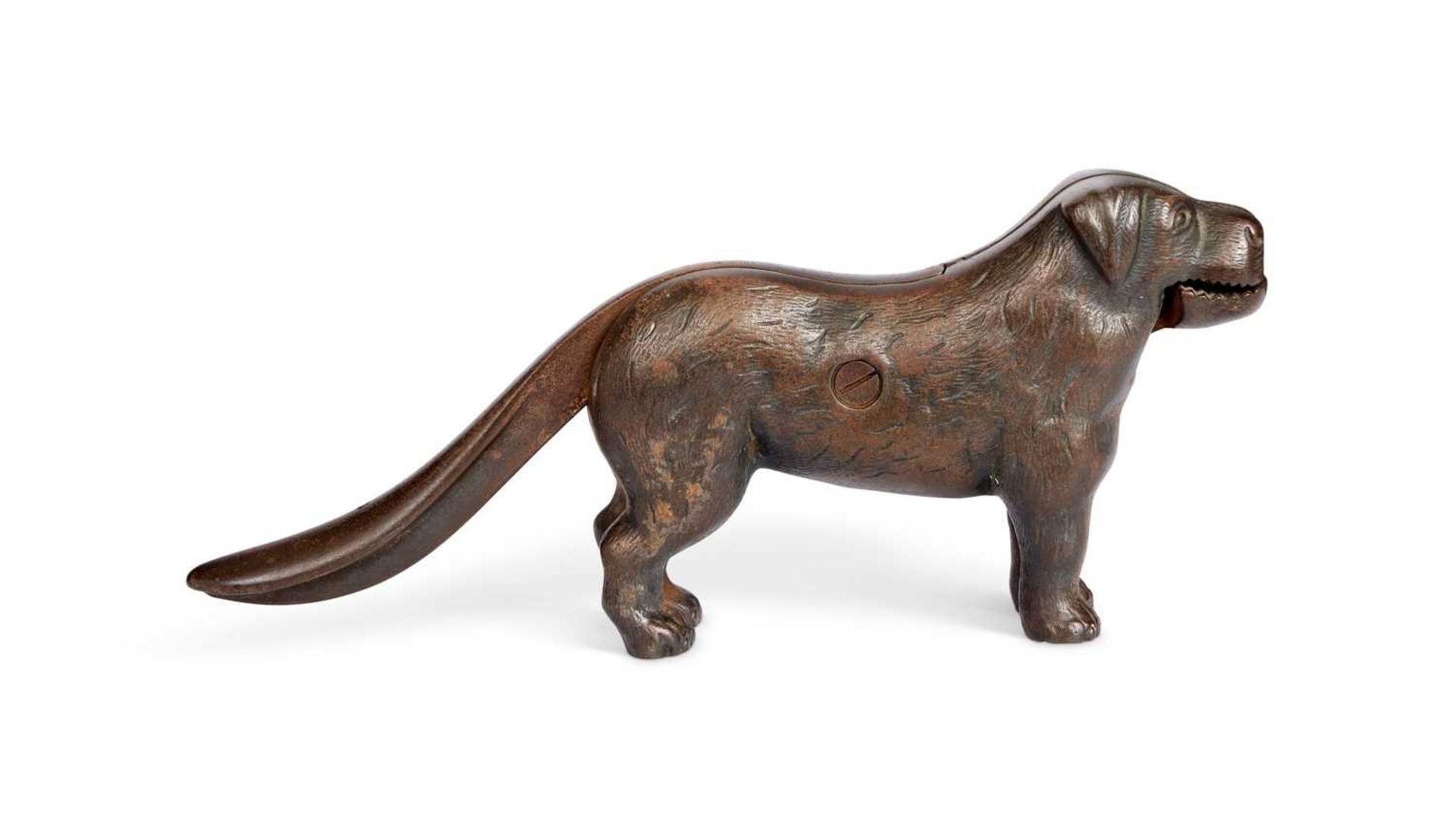 AN EDWARDIAN BRONZE DOG TABLE NUTCRACKER