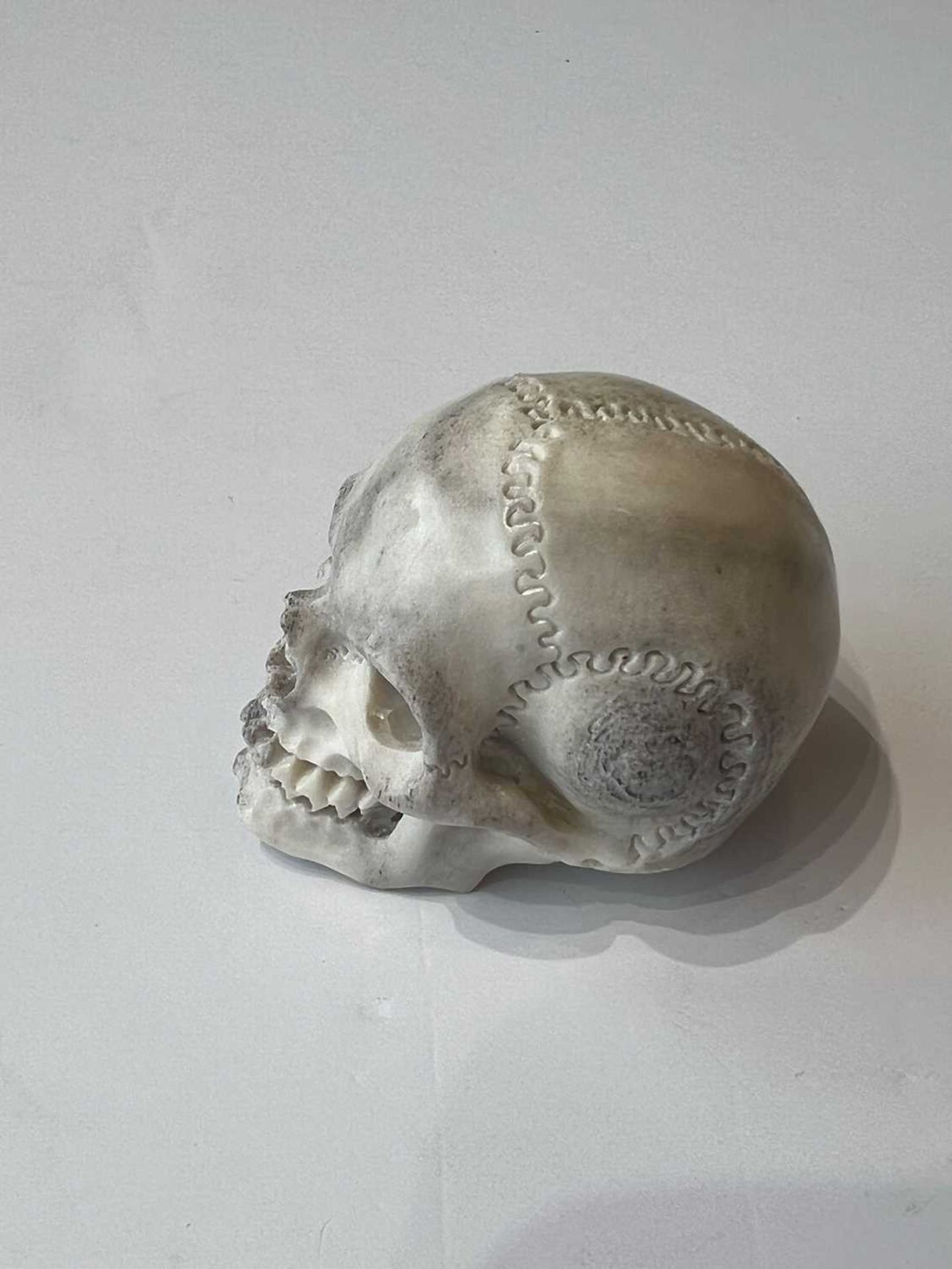 A CARVED MOOSE ANTLER MEMENTO MORI IN THE FORM OF A HUMAN SKULL - Image 4 of 5