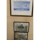 A FRAMED AND GLAZED SIGNED LIMITED EDITION CONCORDE INTEREST PRINT ENTITLED 'CONCORDE -ABOVE AND