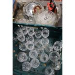 THREE TRAYS OF GLASSWARE TO INCLUDE A LITEMASTER LANTERN