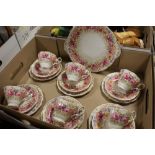 A TRAY OF ROYAL ALBERT SERENA CHINA TRIOS ETC