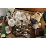 A COLLECTION OF COALPORT MING ROSE CERAMICS TOGETHER WITH A ROYAL DOULTON DEBORAH FIGURE HN3644,