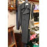 A VINTAGE BRIDGEWATER OVERCOAT TOGETHER WITH A REPRODUCTION HANDBAG