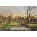 ROY KRATY (XX). British School. A scene of Upper Slaughter in the Cotswolds, see verso. Signed lower
