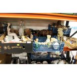 A LARGE QUANTITY OF CERAMIC RESIN ANIMAL AND LADY FIGURES ETC (9 BOXES)