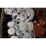 TWO TRAYS OF ASSORTED CERAMICS TO INCLUDE ROYAL WORCESTER CROWN WARE, EVESHAM ETC