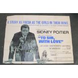 A VINTAGE CINEMA / FILM POSTER FOR 'TO SIR WITH LOVE' STARRING SIDNEY POITIER, APPROX 75 X 101 CM