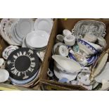 TWO TRAYS OF ASSORTED CERAMICS AND CHINA TO INCLUDE WEDGWOOD JASPERWARE