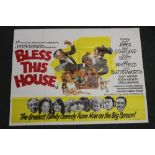 A VINTAGE CINEMA / FILM POSTER FOR 'BLESS THIS HOUSE' STARRING SYDNEY JAMES, TERRY SCOTT AND JUNE