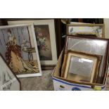 A LARGE QUANTITY OF ASSORTED PICTURES, PRINTS, PICTURE FRAMES AND MIRRORS ETC. TO INCLUDE A