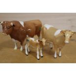 A TRIO OF BESWICK GUERNSEY CATTLE INCLUDING SABRINA'S SIR RICHMOND - COW WITH BACK LEG RESTORED