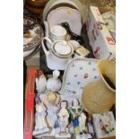 TWO TRAYS OF ASSORTED CERAMICS TO INCLUDE A PARAGON KENSINGTON TEAPOT, PALISSY GAME SERIES PLATES