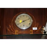 A VINTAGE INLAID MAHOGANY MANTLE CLOCK