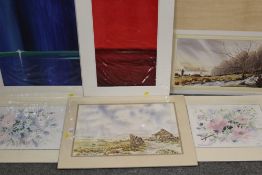 A COLLECTION OF UNFRAMED WATERCOLOURS AND OIL PAINTINGS TO INCLUDE BRIAN EDEN EXAMPLES, STILL LIFE