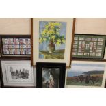 A QUANTITY OF FRAMED AND GLAZED PRINTS TO INCLUDE A PRINT OF 'EXMOOR PONIES', TOGETHER WITH TWO