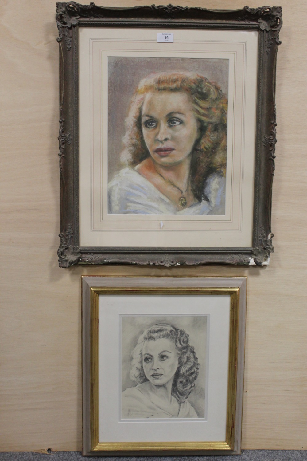 A FRAMED AND GLAZED PASTEL PORTRAIT STUDY OF A LADY, TOGETHER WITH A PENCIL EXAMPLE (2) - Image 2 of 2