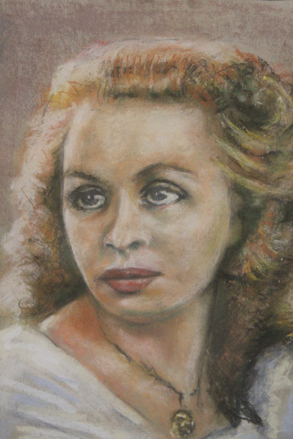 A FRAMED AND GLAZED PASTEL PORTRAIT STUDY OF A LADY, TOGETHER WITH A PENCIL EXAMPLE (2)