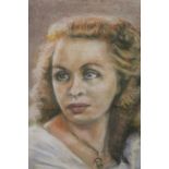 A FRAMED AND GLAZED PASTEL PORTRAIT STUDY OF A LADY, TOGETHER WITH A PENCIL EXAMPLE (2)