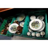 THREE TRAYS OF ASSORTED STONEWARE, to include Denby, Royal Worcester and Wedgwood examples