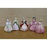 A COLLECTION OF SMALL ROYAL DOULTON FIGURINES TO INCLUDE BABIE, AND ROSE