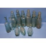 A COLLECTION OF MAINLY GREEN GLASS BOTTLES