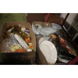 THREE TRAYS OF ASSORTED CERAMICS AND GLASSWARE