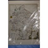 A THOMAS JEFFRIES LARGE DETAILED MAP OF WARWICKSHIRE C.1787, MOUNTED NOT FRAMED, 78 X 65 CM (MOUNT