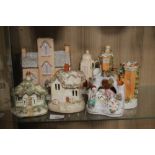 19TH CENTURY STAFFORDSHIRE COTTAGE PASTEL BURNERS