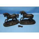 A PAIR OF METAL HORSE FIGURES, ONE A/F¦Condition Report:,/b>Broken tail¦