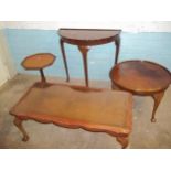 A SELECTION OF FOUR TABLES TO INCLUDE A DEMI LUNE HALL TABLE