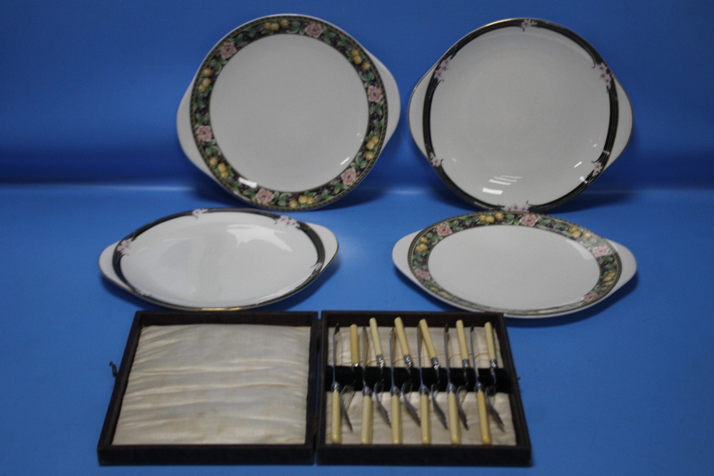 A SMALL TRAY TO INCLUDE THREE ROYAL DOULTON "VOGUE" PLATES, A ROYAL DOULTON CHELSEA GARDEN PLATE AND