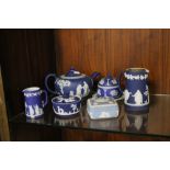 A COLLECTION OF BLUE WEDGWOOD JASPERWARE
