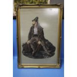 A FRAMED BEAD PICTURE OF A GENTLEMAN, WIDTH 59CM, LENGTH 85CM