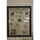 A FRAMED AND GLAZED POSTER - "THE BEXLEY MUSICAL WAREHOUSE"¦WIDTH: 43.5CM¦LENGTH: 55.5CM