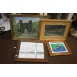 FOUR ASSORTED PICTURES AND PRINTS ALL FRAMED AND GLAZED