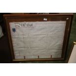 A FRAMED AND GLAZED INDENTURE WIDTH: 84CM LENGTH: 75CM