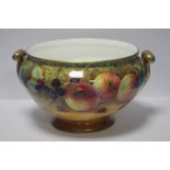 A LARGE HAND PAINTED BOWL SIGNED F. CLARK (FRANCIS CLARK WAS A ROYAL WORCESTER ARTIST), Dia. 23