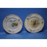 A PAIR OF CABINET PLATES SIGNED F. CLARK (FRANCIS CLARK WAS A ROYAL WORCESTER ARTIST)