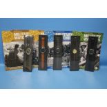 FIVE NEW BOXED MILITARY WATCHES AND CORRESPONDING MAGAZINES