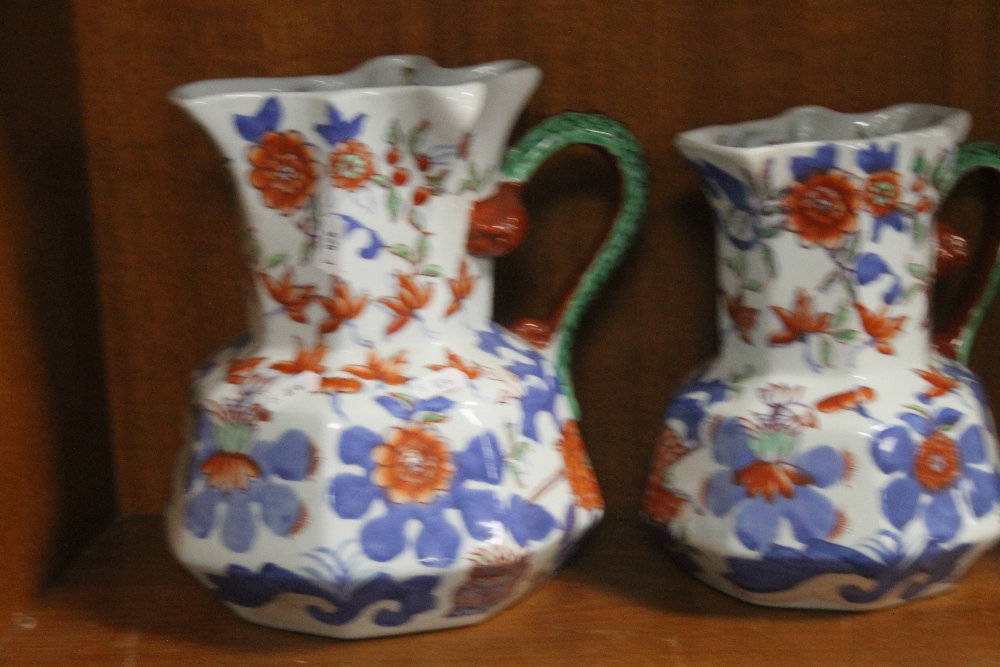 A GRADUATED SET OF FIVE IRONSTONE JUGS¦Condition Report:,/b>The large jug has a hairline crack - Image 2 of 3