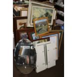 A LARGE QUANTITY OF ASSORTED PICTURES, PRINTS, MIRRORS ETC.