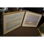 TWO FRAMED AND GLAZED SEASCAPES SIGNED GODFREY SAYERS