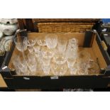 A TRAY OF GLASSWARE (TRAY NOT INCLUDED)