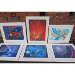 JOAN FIELDEN (XXI) - FIVE ABSTRACT GICLEE PRINTS TO INCLUDE LIMITED EDITIONS, LARGEST OVERALL 51 X