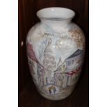 A 1950S ULMER KERAMIC WEST GERMAN LARGE HAND PAINTED VASE