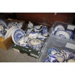 FOUR TRAYS OF BLUE AND WHITE CHINA TO INCLUDE POINTON EXAMPLES