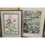 A FRAMED AND GLAZED WATERCOLOUR ENTITLED 'COW POND IN SUMMER' BY MICHAEL VICARY PICTURE SIZE -