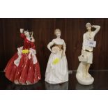 THREE ROYAL DOULTON LADIES FIGURES - ELLEN HN3819, ELLEN HN4231 AND MAID OF THE MEADOW HN4316